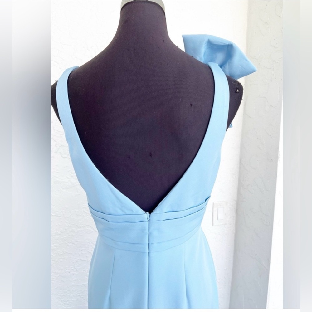 Mac Duggal 49454Blue Bow V Neck Mermaid Formal Evening Prom Gown Size 8 - Picture 7 of 10